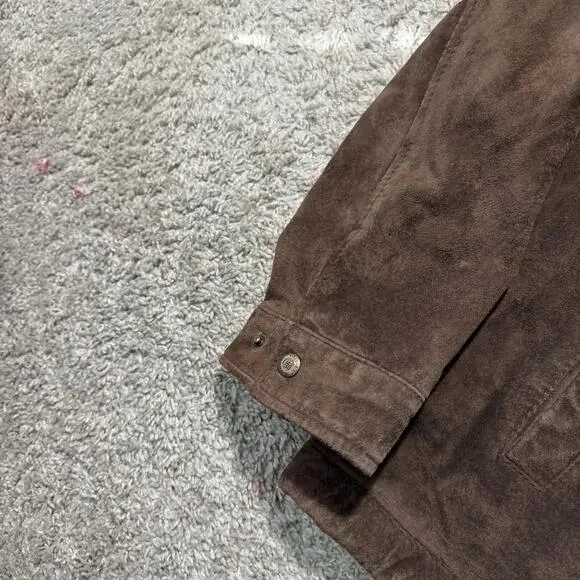 VTG Columbia Mens Suede Leather Barn Chore Jacket Sherpa Lined XXL Brown Zip - Picture 5 of 13